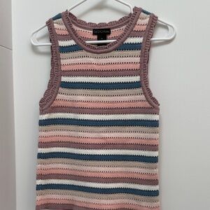 Design 365 Women's Striped Tank Top - Pink and Blue